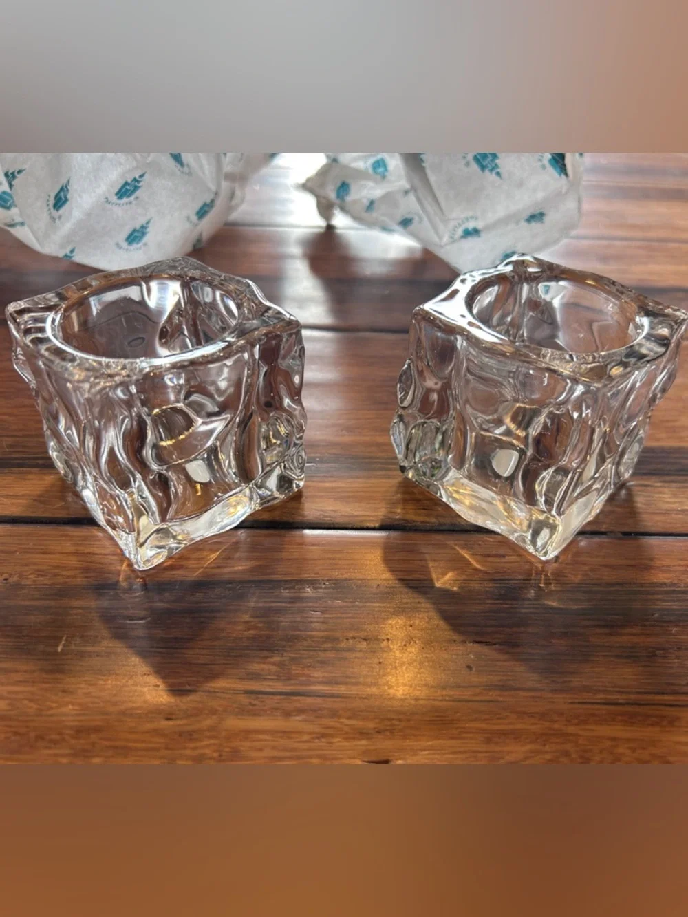 PartyLite Glacier Pair glass votive holders. Set of 2. Excellent condition. - Picture 2 of 7